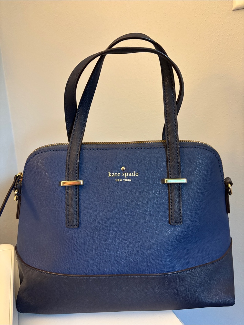 kate spade navy and deep navy dome satchel